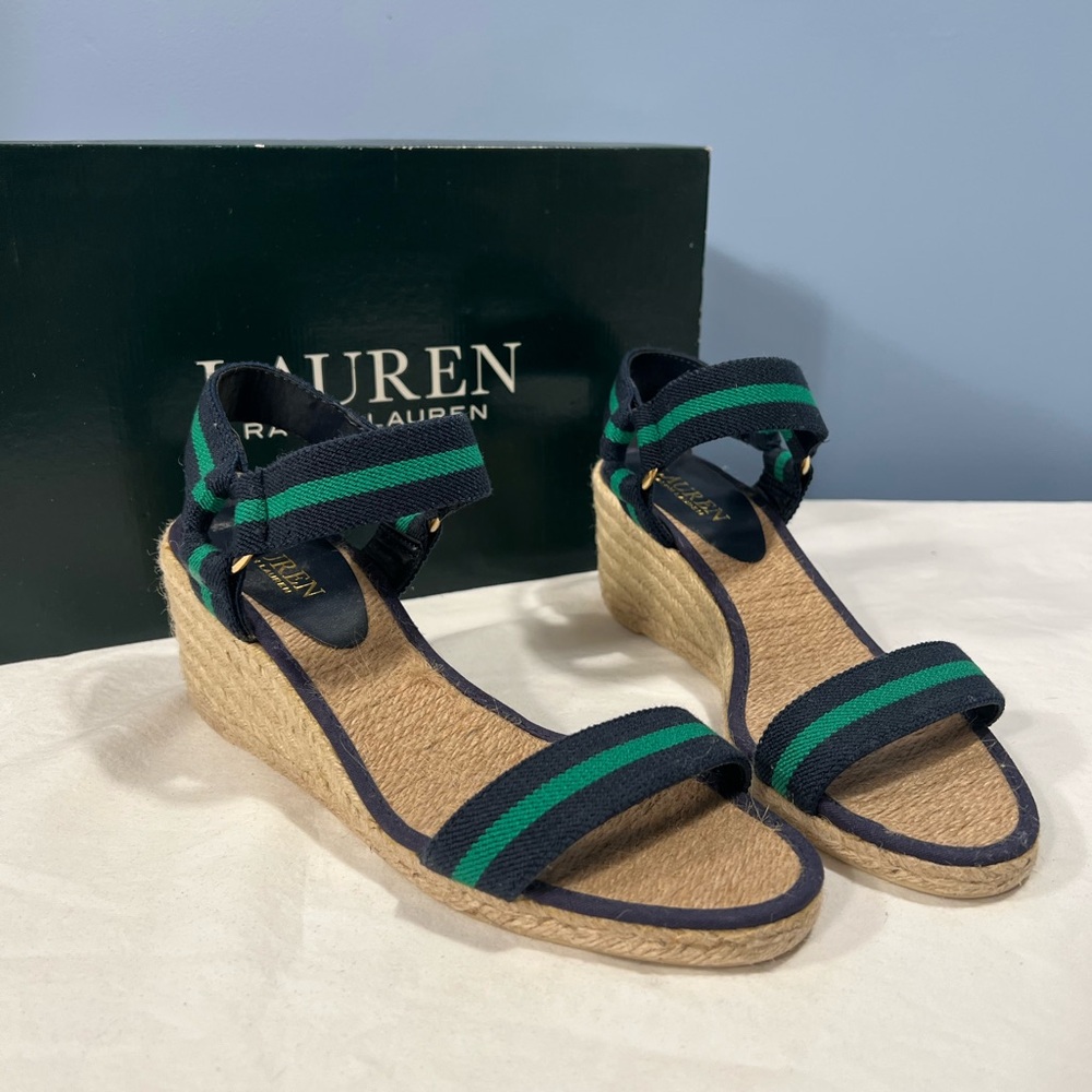 Lauren Ralph Lauren Navy and Green Espadrilles